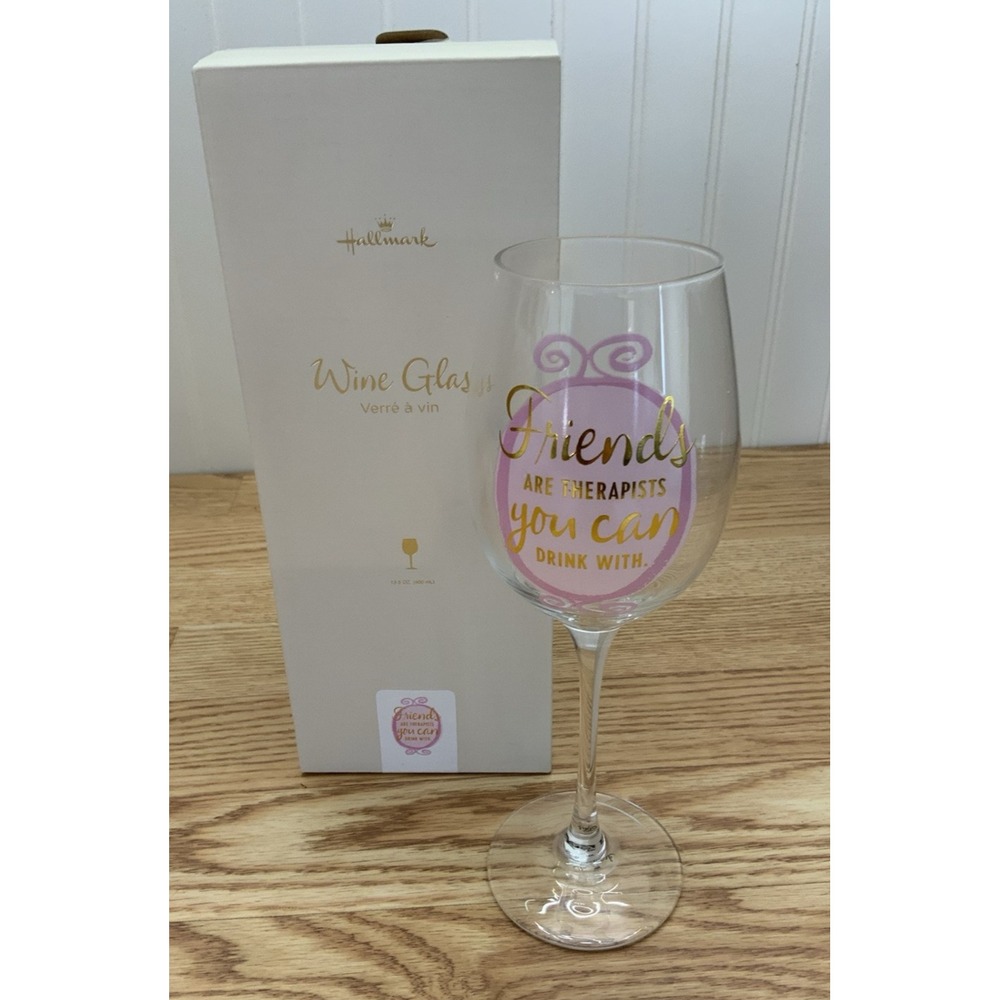 Hallmark Friends are Therapists 13.5 oz‎ Wine Glass